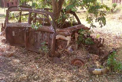 Hope springs eternal: a 1954 Morris Minor at a Catholic mission station in Moipo, South Sudan