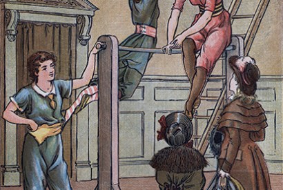 A print of girls in a gym from 1884