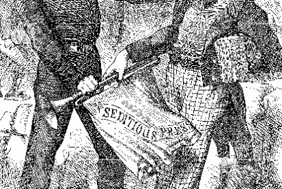 Gladstone silences the Irish press for inciting Fenian violence. Cartoon from Punch, 9 April 1890, by John Tenniel