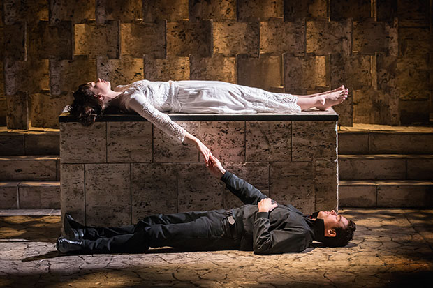 Lily James as Juliet and Richard Madden as Romeo