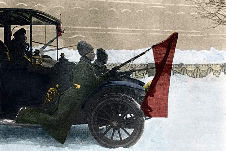 After the abdication of the Tsar, imperial soldiers join the revolution in 1917