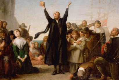 ‘The Arrival of the Pilgrims Fathers’, 1864, Antonio Gilbert (oil on canvas)