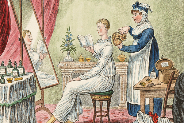 James Gillray’s ‘The Wig’. Hairdressing was a good time to catch up on the latest novel