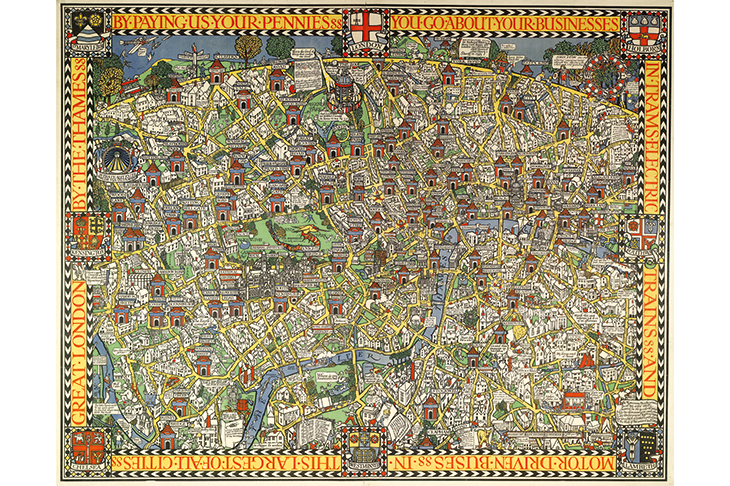 ‘Wonderground Map of London Town’, 1914, by Max Gill
