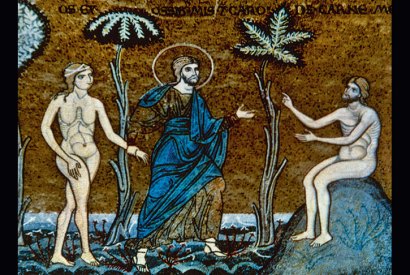 The creation of Adam and Eve, depicted in a 12th-century Byzantine mosaic from Monreale, Sicily