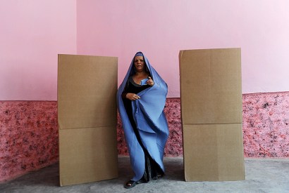 An Afghan voter at a polling station in Herat in 2014. Image: AFP / Aref Karimi / Getty Images